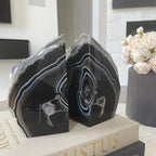 JIC Gem Black Agate Geode Bookends Decorative Stone Book Holder Heavy Duty - Image 6