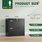 Letaya 2 Drawer File Cabinet with Lock,Metal Lateral Filing Cabinet for Home Office,Hanging Letter/Legal/A4 Size (Black, H27.95×W28.35×D15.74) - Image 3
