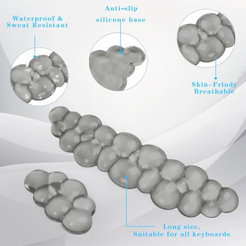 Gel Cloud Keyboard and Mouse Wrist Rest, Cute Wrist Support and Arm Support Keyboard Rest for Keyboard and Mouse Typing Pain Relief，Suitable for Office/Computer/Laptop/Gaming (Gray) - Image 3