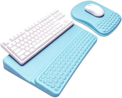 Keyboard Wrist Rest -Ergonomic Keyboard Stand with Wrist Rest- with Carpal Tunnel Pain Relief Massage Bumps and Full Memory Gel Design - Ideal Frequent Computer (Blue) by WENPIC