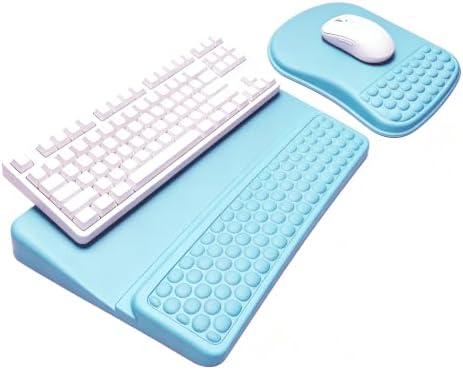 Keyboard Wrist Rest -Ergonomic Keyboard Stand with Wrist Rest- with Carpal Tunnel Pain Relief Massage Bumps and Full Memory Gel Design - Ideal Frequent Computer (Blue) by WENPIC
