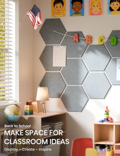 Fluxynara 12-Pack Hexagon Felt Bulletin Board Tiles, Blue Gray - Image 5
