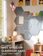 Fluxynara 8-Pack Hexagon Felt Bulletin Board Tiles, Slate Gray - Image 5