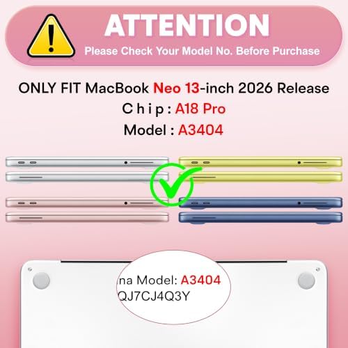 May Chen Compatible with MacBook Neo 13 inch Case 2026 Model A3404, Plastic Hard Shell,Keyboard Cover,Screen Protector,Dust Plug, for MacBook Neo 13" with A18 Pro Chip, Flower & Bow - Image 2