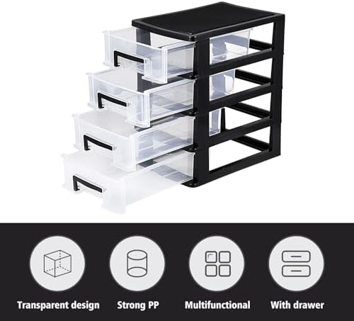 SEWACC 4-layer Plastic Drawers, Portable Storage Drawers Multi-functional Desk Storage Organizer - Image 7