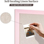 DOLLAR BOSS Bulletin Boards with Linen, 36"x24" White Cork Board, Pink - Image 2