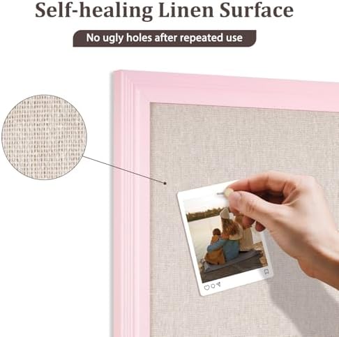 DOLLAR BOSS Bulletin Boards with Linen, 36"x24" White Cork Board, Pink - Image 2