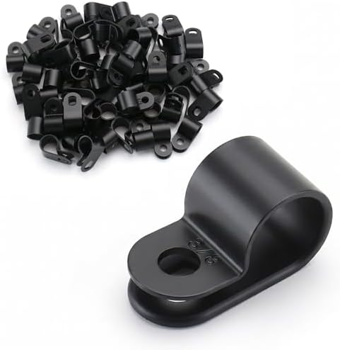 BAOMAIN 3/8-Inch R-Type Cable Clamps, 500-Pack Black Nylon Wire Management Clips, UC-2 Screw-On Cord Fasteners for Home, Office, and Industrial Use by Baomain