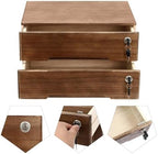 Wooden Desk Organizer with Drawers & Lock, Desktop Countertop Storage Cabinet Lockable Home Office Supplies File Tabletop Organizing Unit (2 Drawer - Retro Walnut) - Image 6