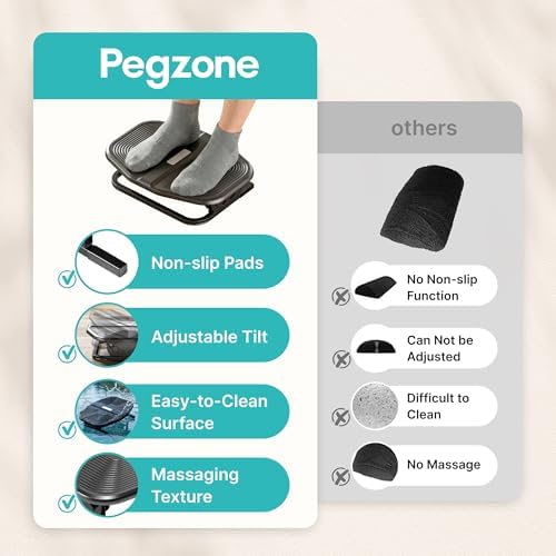 PEGZONE Footrest for Under Desk with Massage, Adjustable Tilt, Steel Base - Image 6