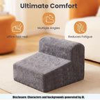 Modern Foam Filled Foot Stool, Soft Lightweight Pouf Ottoman Floor Rest for Living Room, Bedroom, Office Desk, Small Spaces（Gray） - Image 5