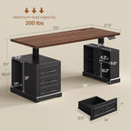 SEDETA 63" Farmhouse Electric Standing Desk with 3 Drawers, Storage Shelves - Image 2