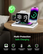 Acer 7-in-1 Wireless Charging Station with LED Clock - 30W Fast Wireless Charger for iPhone 16/15/14/13/12/Pro Max, Apple Watch, AirPods - Bluetooth Auto Time Sync & Night Lights (White) - Image 5