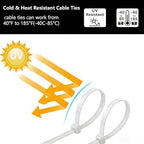 1000PCS 10 inch White Zip Ties 75LBS Tensile Strength Self-Locking heavy duty UV Resistant Cable Tie Wraps for indoor and outdoor use - Image 4