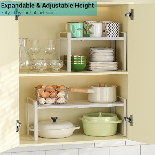 2 Pack Width Expandable Kitchen Cabinet Organizer Shelves - Image 2