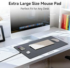 Wireless Charging Mouse Pad, 15W Fast Charge Magnetic Charger Desk Pad, Large Office Desk Mat (23.4x15.6) with Ultra-Smooth Surface, Gray Computer Mousepad for MacBook, PC, Laptop - Image 5