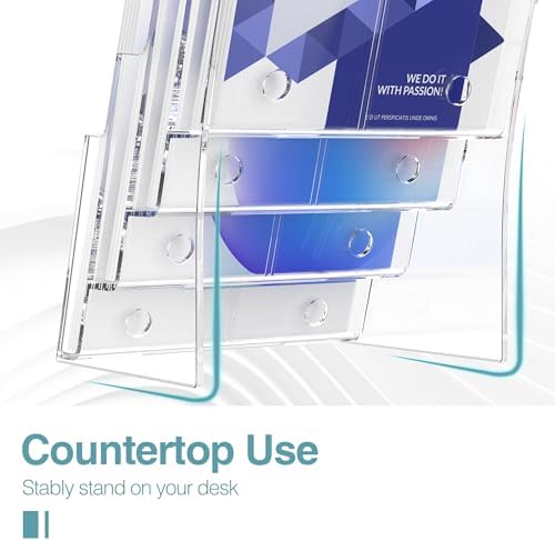 Brochure Holder 8.5x11 Inch 3 Tier with Removable Divider for 4x9 inch Clear Acrylic Pamphlet Display Stand Holder Countertop Use or Wall Mount for Office, Lobby, Hotel, Trade Show, 2 Pack - Image 3