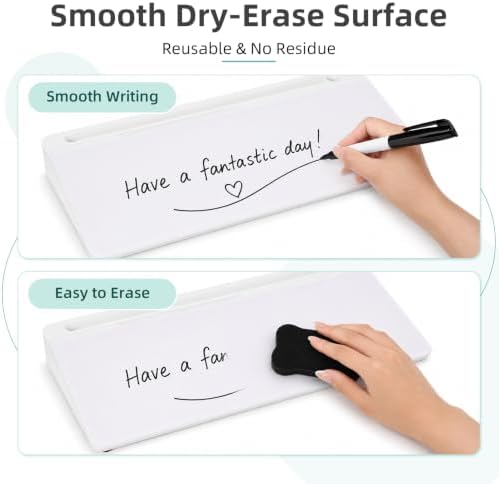 16"x7" Glass Desktop Whiteboard with Storage Drawer, White - Image 3