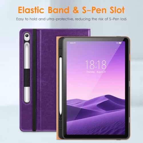 DTTO Leather Case for Galaxy Tab S10 Lite / S10 FE / S9 FE, Dark Purple - Image 6