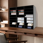 24 Slots Literature Organizer Desktop, Document Mail Literature Classroom Mailbox Office Mailbox Organizer, Wood Adjustable Literature for Office Home School Classroom Keepers (Black) - Image 4
