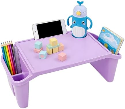 6 Pack Kids Lap Desk, Portable Plastic Lap Tray with Storage Slots and Cup Holder, Stackable Activity Table for Writing Drawing Snacks, 19.7x9.8x7.1 Inch by Unknown