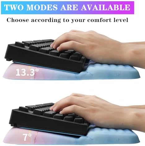 Computer Keyboard Stand with Wrist Rest, Ergonomic Tilted Keyboard Holder - Keyboard Riser with Wrist Pad - Keyboard Tray Support for Office Home - Aqua Marble - Image 2