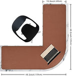 Chihein L-Shaped Desk Pad, Corner Desk Mat (49.2”+ 49.2”) x 15.7”, Computer Office Mouse pad Writing Table Pad for Home Office - Brown/Gray - Image 2