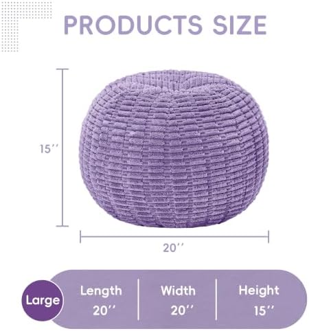 Hobestluk Stuffed Pouf Ottoman Footrest,Round Footstool,Large,Purple - Image 2
