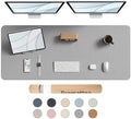 Large Desk Pad Non-Slip Desk Mat Protector for Keyboard Mouse Waterproof Vegan Leather Surface Faux Leather Laptop Mat Smooth Mouse Pad Premium Gift Tube Mist Gray 55" x 23" by Promattoo