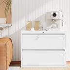INTERGREAT Lateral File Cabinet 2 Drawer, White Metal File Cabinets for Home Office, Locking File Cabinet for Letter/Legal/F4/A4 Size Hanging Files, Easy Assembly, Name Tag - Image 2