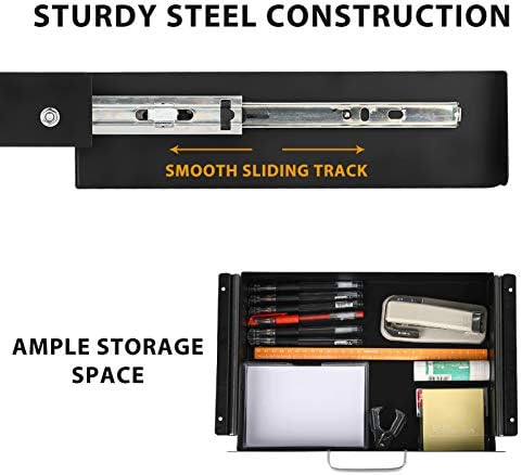 GOME Under Desk Pull-Out Drawer - Storage Organizer Office Mounted, Easy Slide-Out Pencil Drawer for Saving Space, Under Flat-Top Desk Storage Ideal for Sit-Stand Workstation - Image 3
