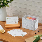 Plant Pattern Embossed Recipe Box with 4x6 Cards and Dividers - Image 4