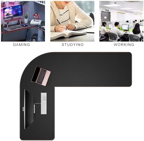 MAIDERN (59" + 75") x 23.6" Black Large L Shaped Desk Mat - Dual Sided Leather Gaming Corner Desk Pad for Office Computer - Image 4