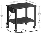 HOOBRO 2-Tier Printer Stand with Charging Station, Under Desk Printer Table, Printer Cart with Storage Shelves, Shelf for Small Spaces, for Home Office, Black BK38UPS01 - Image 5