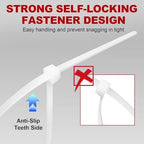 Zip Ties, RAZCC 1200pcs Cable Zip Ties 12 Inch, Heavy Duty White Plastic Wire Ties with 70lb Tensile Strength, Self-Locking Nylon Cable Ties, Wire Management for Indoor and Outdoor - Image 4