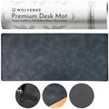 Premium Distressed Faux Vegan Leather Desk Mat | Multifunctional Desk Pad for Home Office | (Black/Grey, 15.75" x 36") by Wolvende