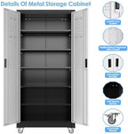 SUXXAN Garage Storage Cabinet with Pegboard,Shelves,Black-Silver - Image 4