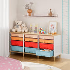 TOOLF 12 Drawers Storage Cabinet with Wooden Top and Plastic Bins,Colorful - Image 7