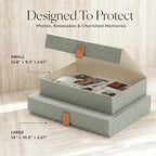 ZICOTO Decorative Photo Storage Boxes with Lids - Set of 2 Linen Organizers - Image 3