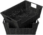 StorageWorks Pantry Baskets for Shelves, Snack Baskets, Black Paper Rope by StorageWorks