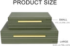 Green Shagreen box Set of 2 Faux Leather Decorative Boxes,Large Nesting Storage Decorative Boxes with Lids for Modern Home Decor Stacking Jewelry Box Organizer - Image 3