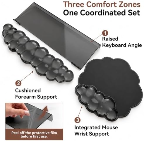 Keyboard Stand with Wrist Rest and Mouse Pad, Acrylic Keyboard Riser, Black - Image 3