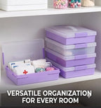 2-Pack Craft Organizers and Storage Box with Removable Tray, Portable Project Case with Handle and Lid, 2-Tier Art Supply Organizer, Document File Box for A4 Paper, Scrapbook, 5-Quart - Image 6