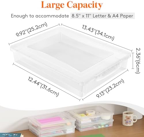 Lifewit 5 QT Paper Storage Bins with Lid, Document Organizer, 8 Pcs, Clear - Image 2