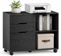 Simple Deluxe 3 Drawer Rolling File Cabinet, Wood Printer Stand with Adjustable Shelf for Home Office Study Organizatiom, Black by SimpleDeluxe