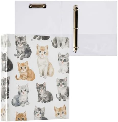 Cats White Cute Decorative 3 Ring Binder 1.5 Inch Large View Binders with Pockets Holds 200 Sheets File Organizer for Office College School, 2 Pack - Image 3