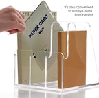 SANRUI Clear Acrylic Magazine File Holder Vertical Desk Organizer 3-Slot - Image 4