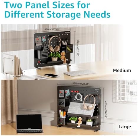PEGZONE Clamp on Desk Pegboard, 20.4" x 16.5", with 15 Accessories, Black - Image 3