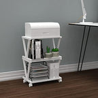 VEDECASA Retro Desktop Printer Stand,2 Tier Wood Printer Shelf, Modern Wood Storage Book Shelf Organizor for Home Office,Stylish V-Shaped Frame,Fits Small Size Printers (White) - Image 6