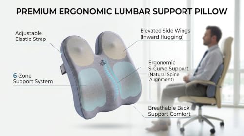 Seat Cushion Lumbar Support Pillow Set with Adjustable Strap - Image 6
